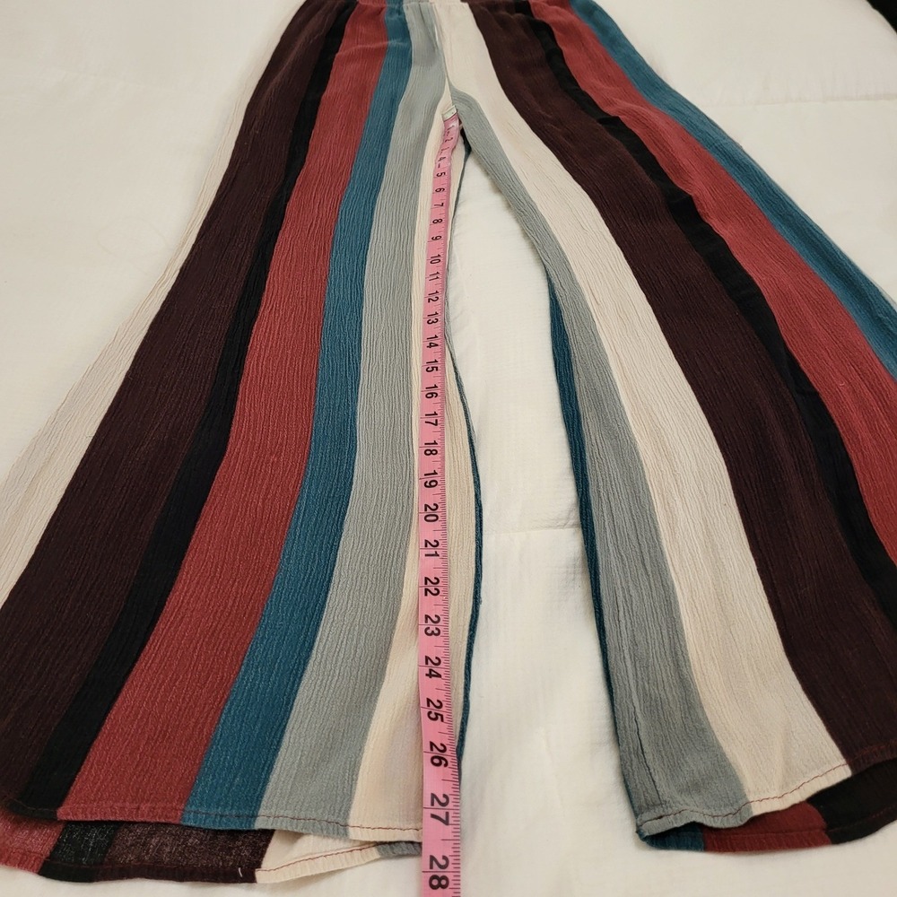 Hiatus Wide Leg Color Stripe Elastic Waist Beatnik Rockabilly 60s Retro Pants S - Picture 6 of 7